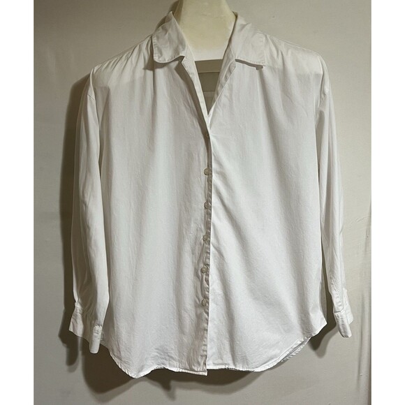 Lilly Pulitzer Womens White Long Sleeve Point Collar Button-Up Shirt Large F - Picture 1 of 7